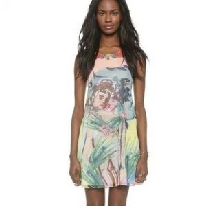 Alice + Olivia x Lola Schnabel Lady Lola Mini Dress Watercolor Print Size L